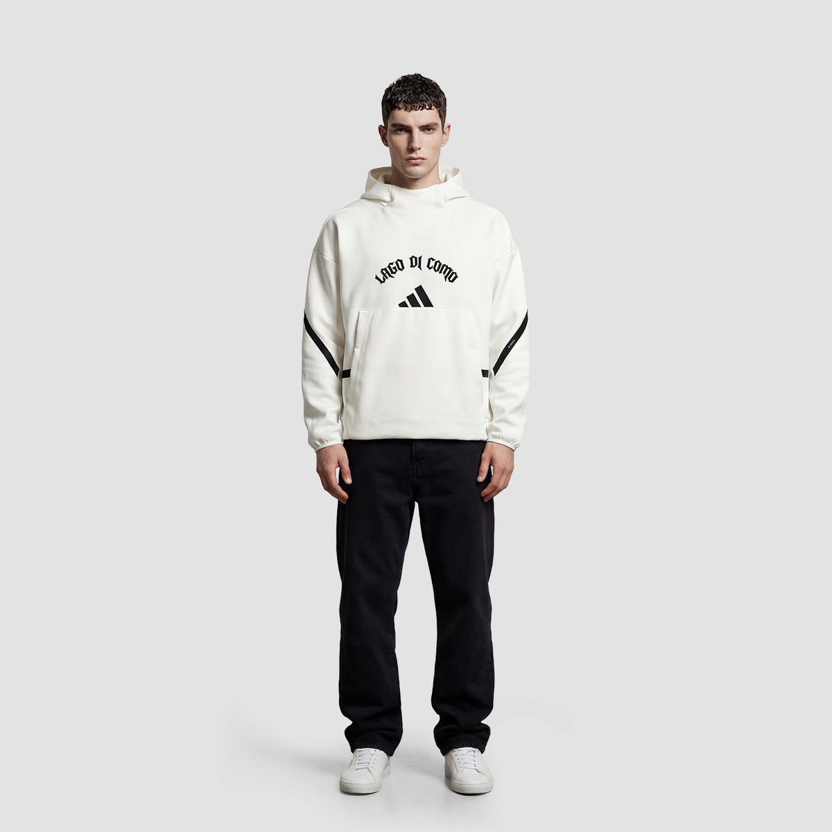 Adidas Como Crest Felpa Con Cappuccio Lago Di Como Bianca