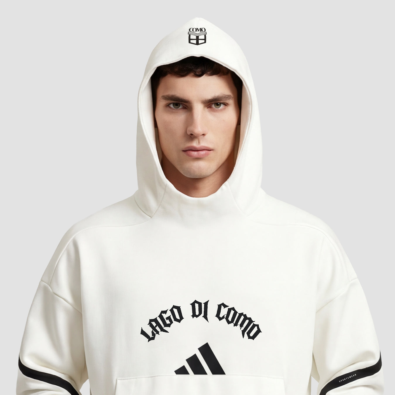 Adidas Como Crest Felpa Con Cappuccio Lago Di Como Bianca