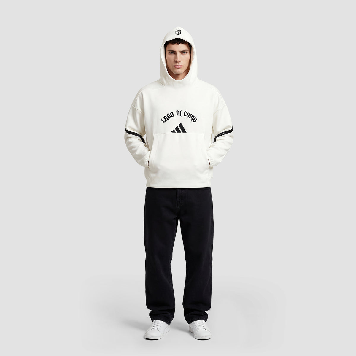 Adidas Como Crest Felpa Con Cappuccio Lago Di Como Bianca